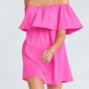 show me your mumu can can off the shoulder mini dress hot pink x-small xs
